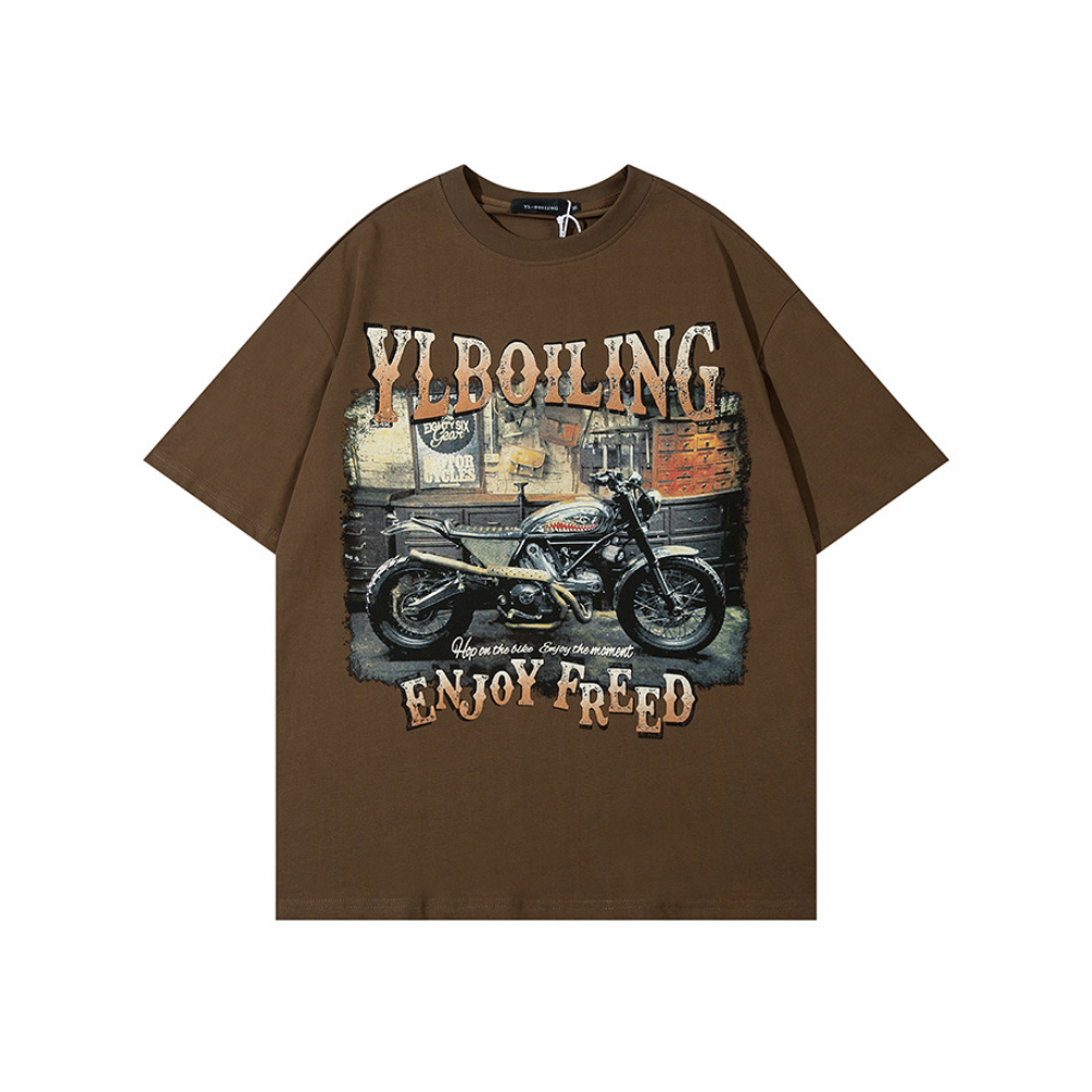 Retro Motorcycle Bold Graphic T-shirt