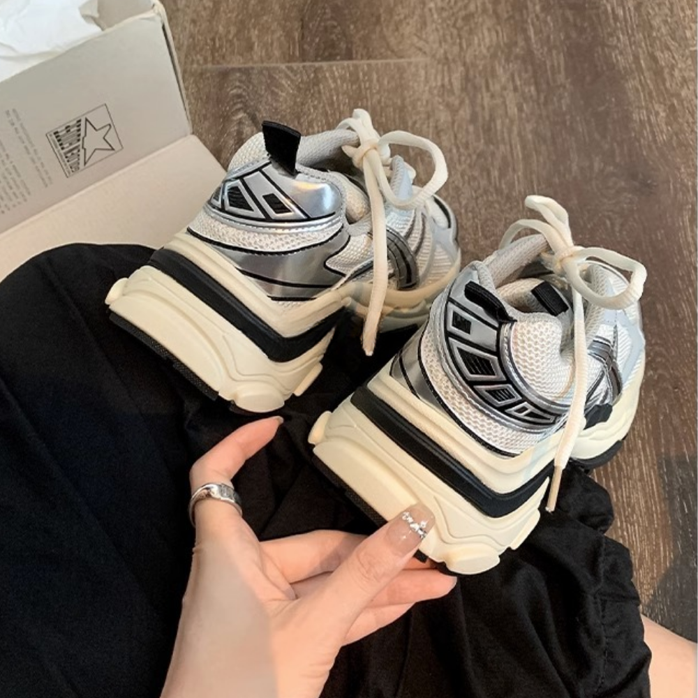 Women's Silver Mesh Casual Shoes