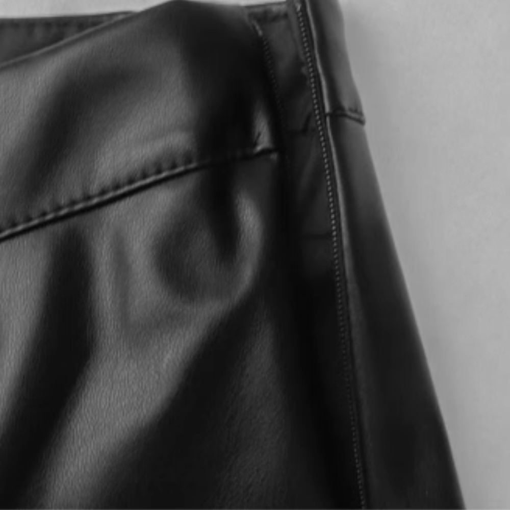 Women's Sexy Black Split PU Skirt