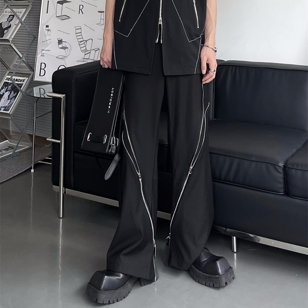 Street Dark Zipper Casual Jeans