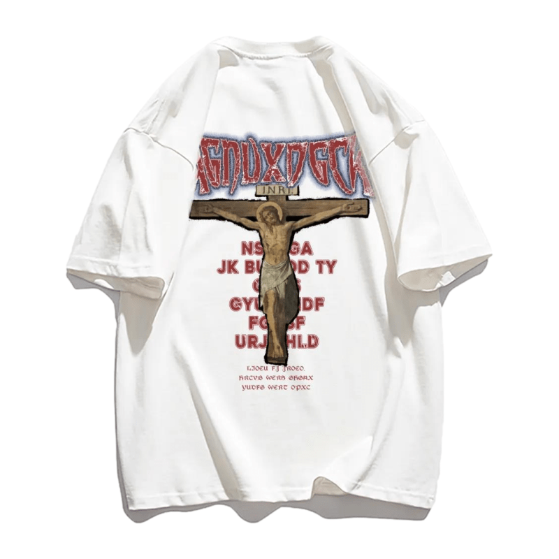 Vintage Bold Jesus Letter Graphic T-shirt