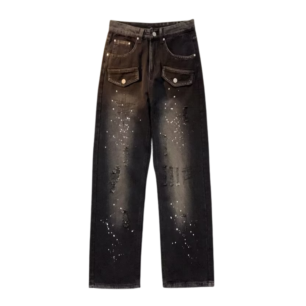 Vintage Wash Ripped Jeans