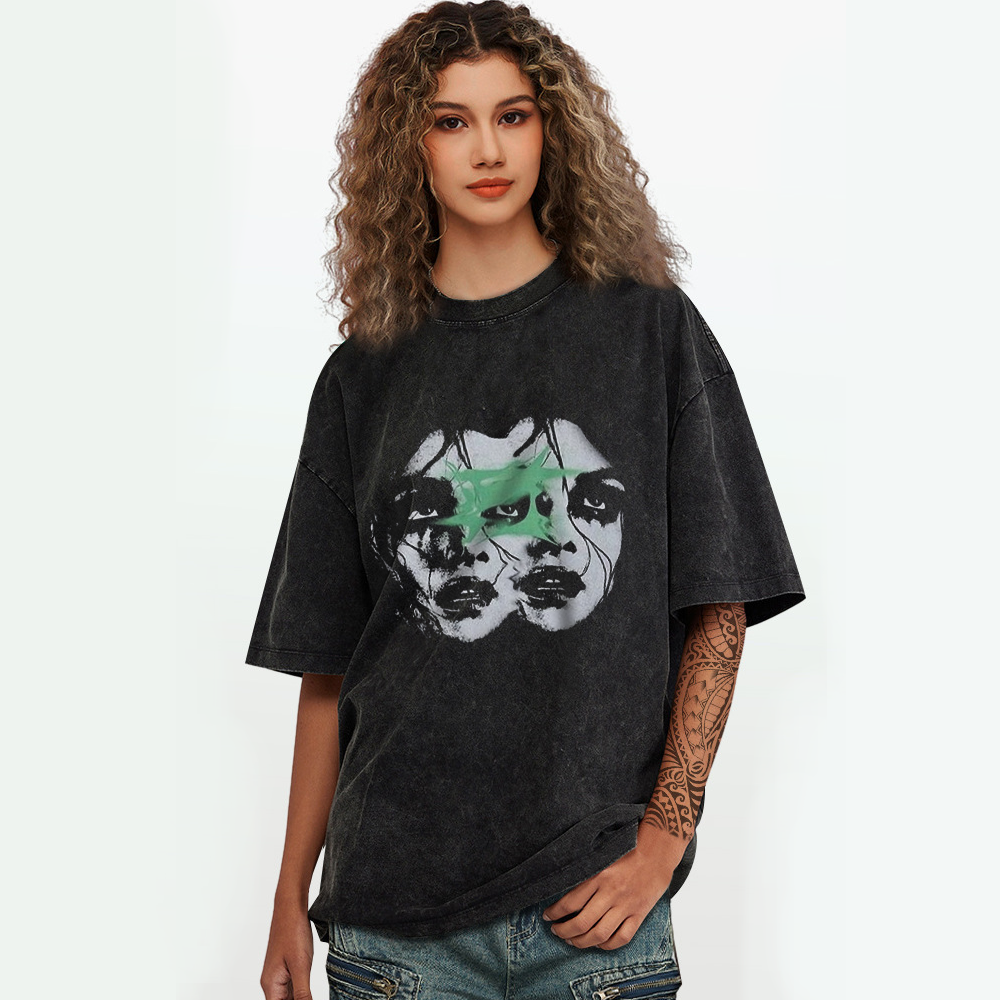 American Frightened Woman Washed T-Shirt