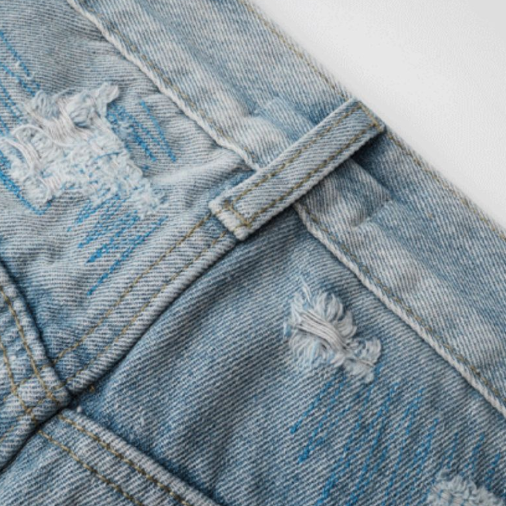 Urban Street Solid Ripped Straight Leg Jeans