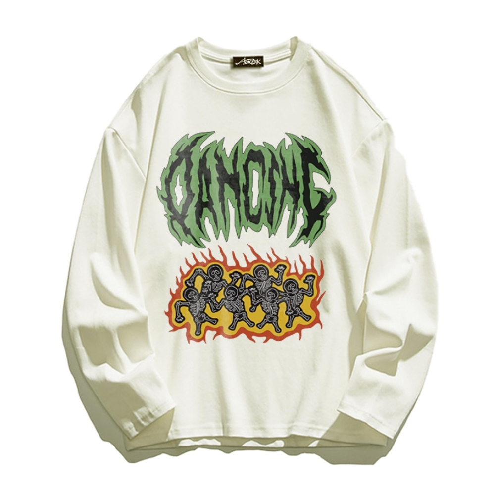 Hip Hop Dancing Skeleton Long Sleeve Shirt