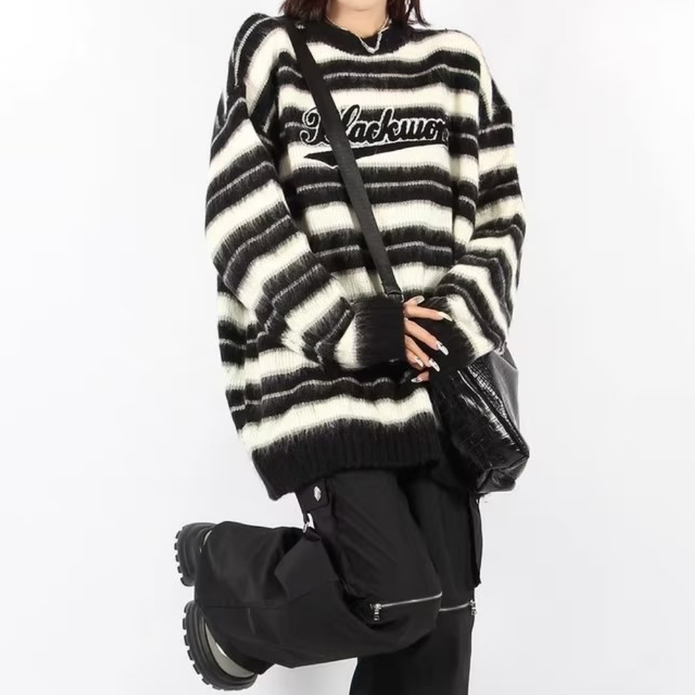 Women's Retro Letter Embroidered Sweater