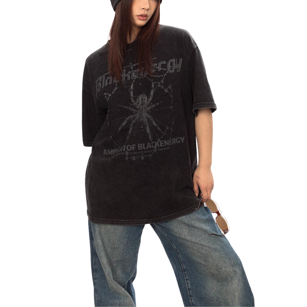 Dark Large Spider Washed T-shirt