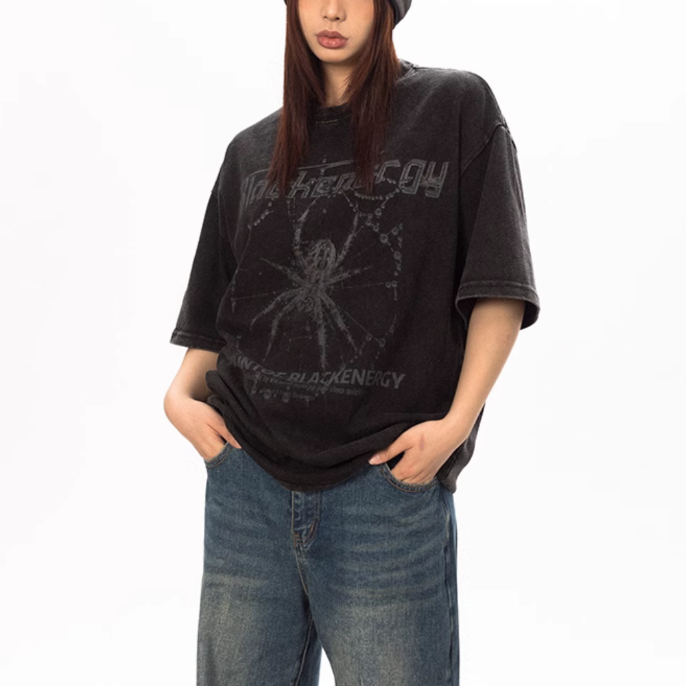 Dark Large Spider Washed T-shirt