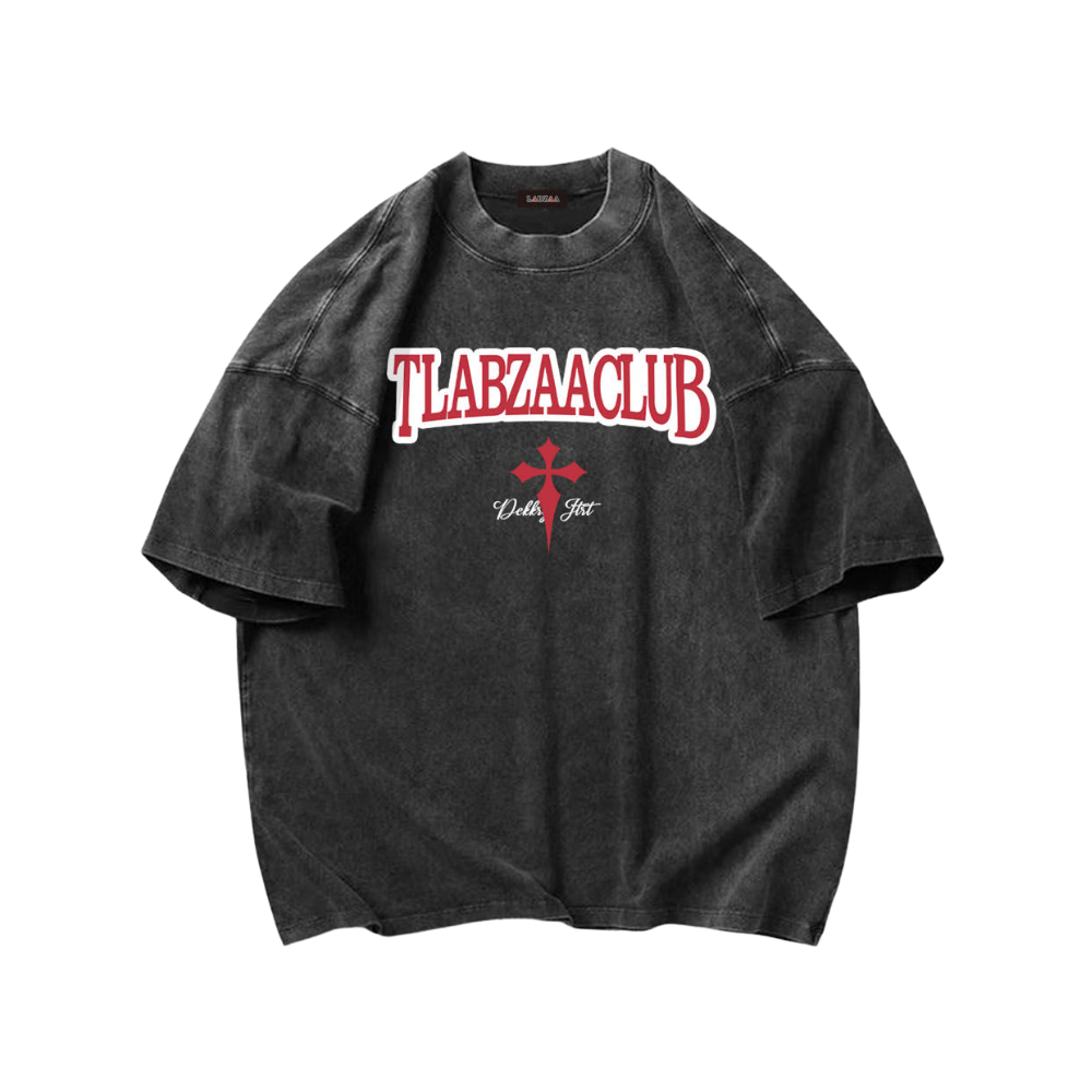 Classic Letter Print Acid Washed T-shirt