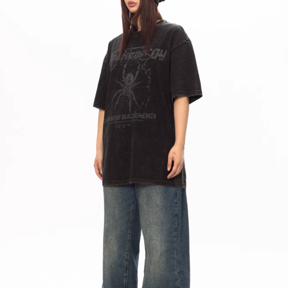 Dark Large Spider Washed T-shirt