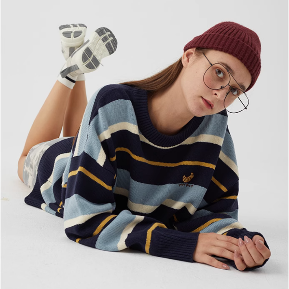 Women's Japanese Versatile Striped Knitted Sweater