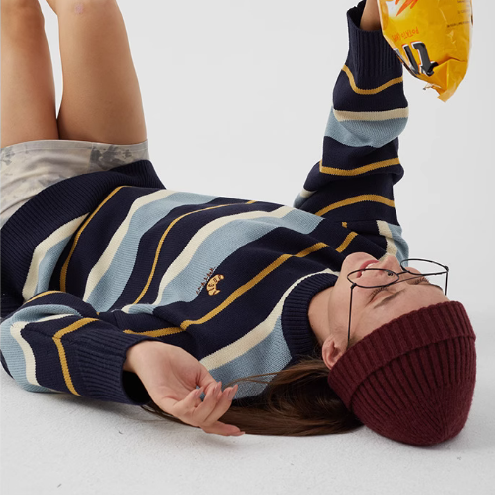 Women's Japanese Versatile Striped Knitted Sweater