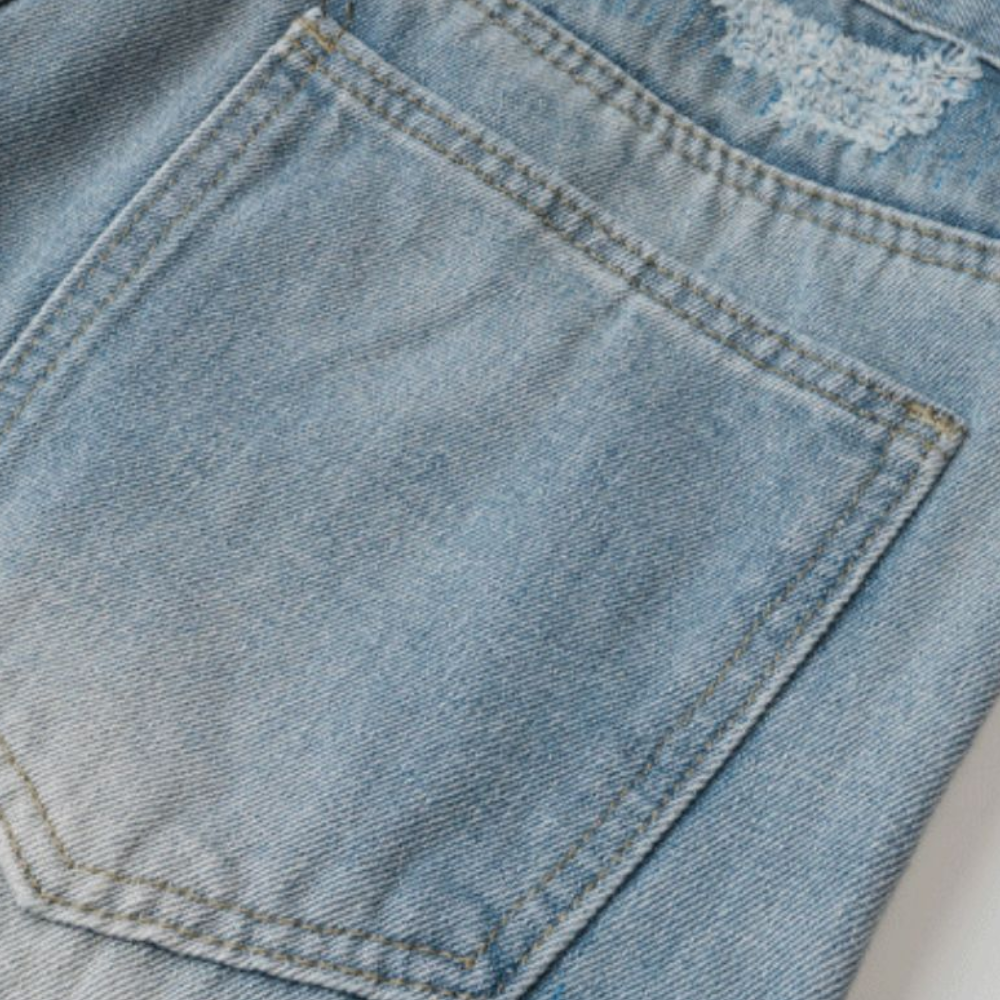 Urban Street Solid Ripped Straight Leg Jeans