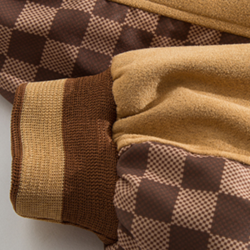 Vintage Suede Chessboard Leather Jacket