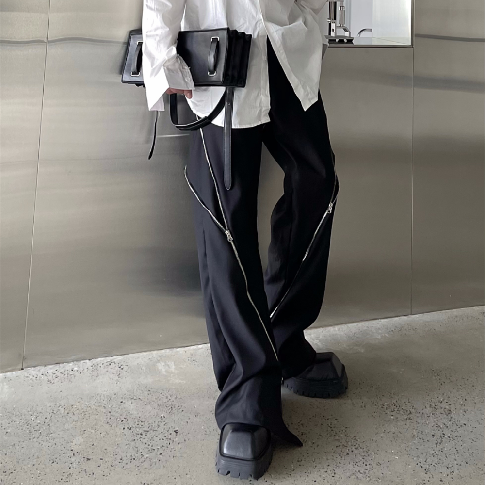 Street Dark Zipper Casual Jeans