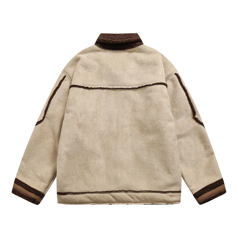 Vintage Suede Embroidery Lamb Plush Coat