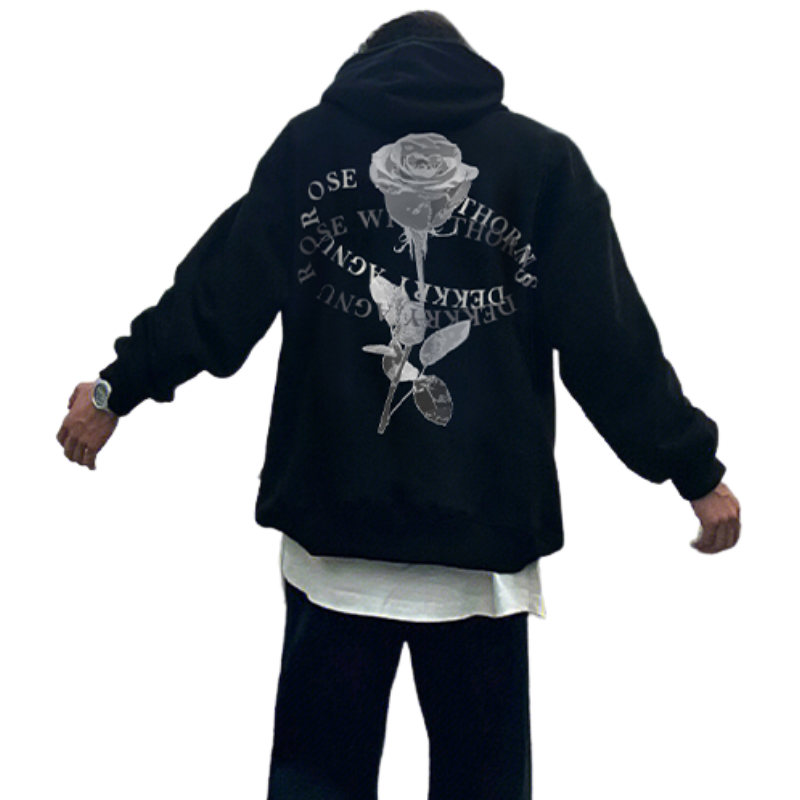 Vintage Pure Rose Letter Graphic Hoodie