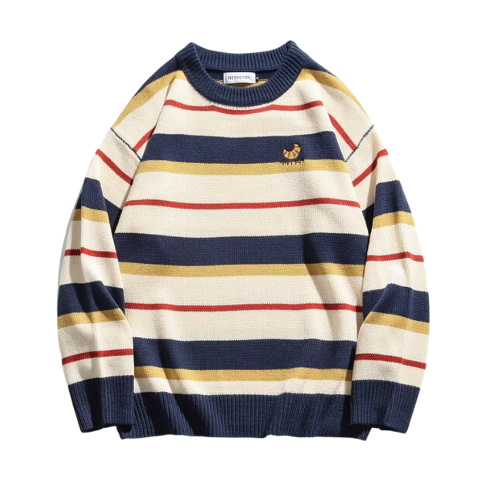 Women's Japanese Versatile Striped Knitted Sweater