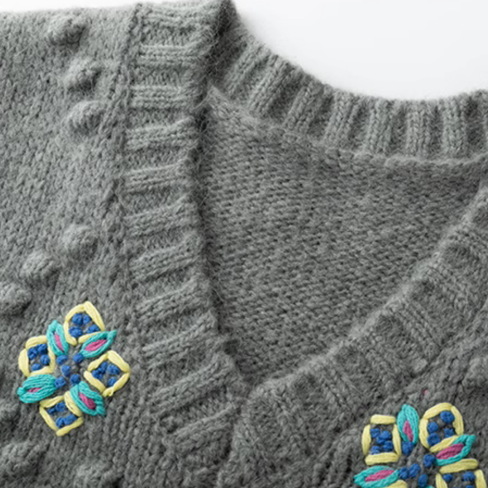 Women's Urban Flower Embroidered Knitted Vest