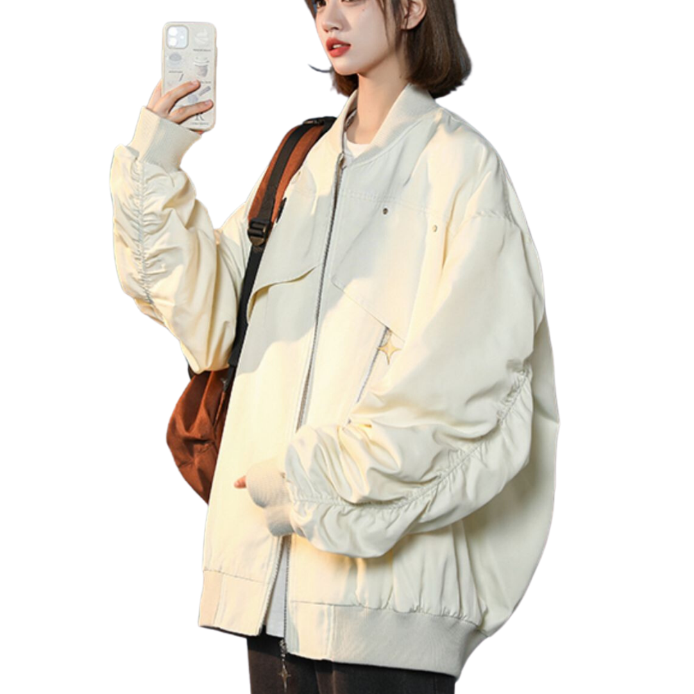 【NOW TREND】Solid Color Varsity Jacket