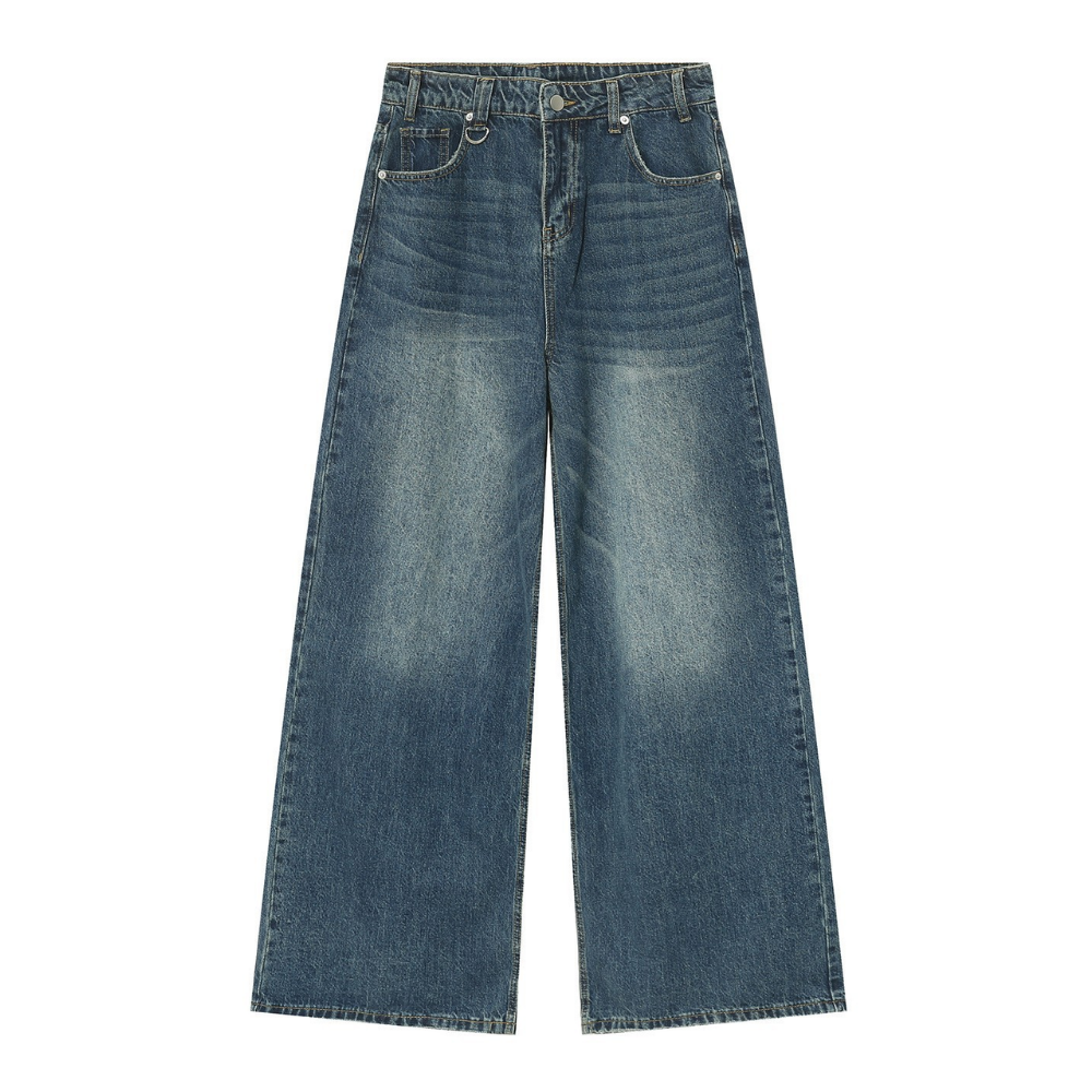 Retro Clean-Fit Distressed Loose Jeans
