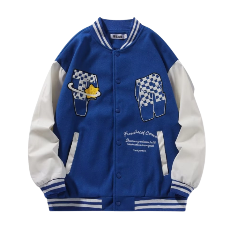 Letter Flocked Jacquard Varsity Jacket