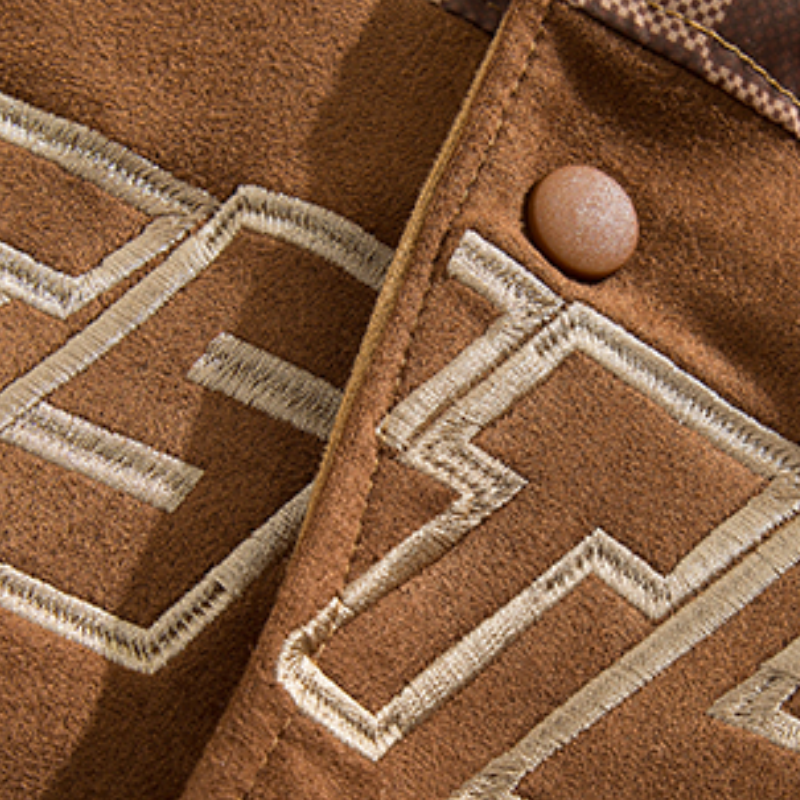 Vintage Suede Chessboard Leather Jacket