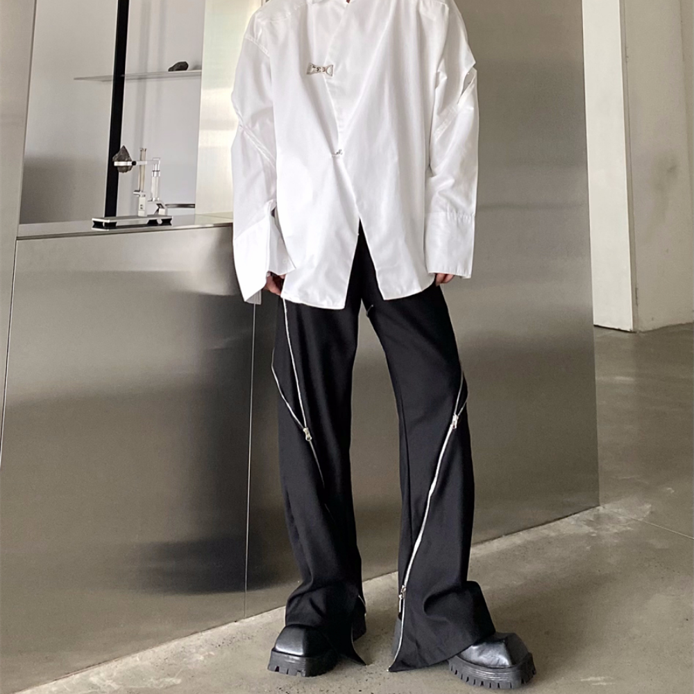 Street Dark Zipper Casual Jeans