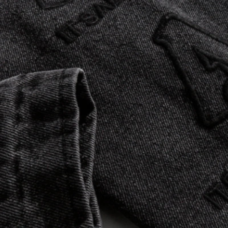 Simple Solid Letter Denim Jackets