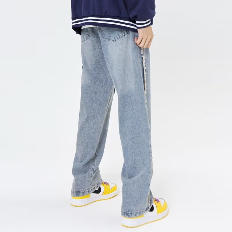 Letter Straight Wide Leg Jeans