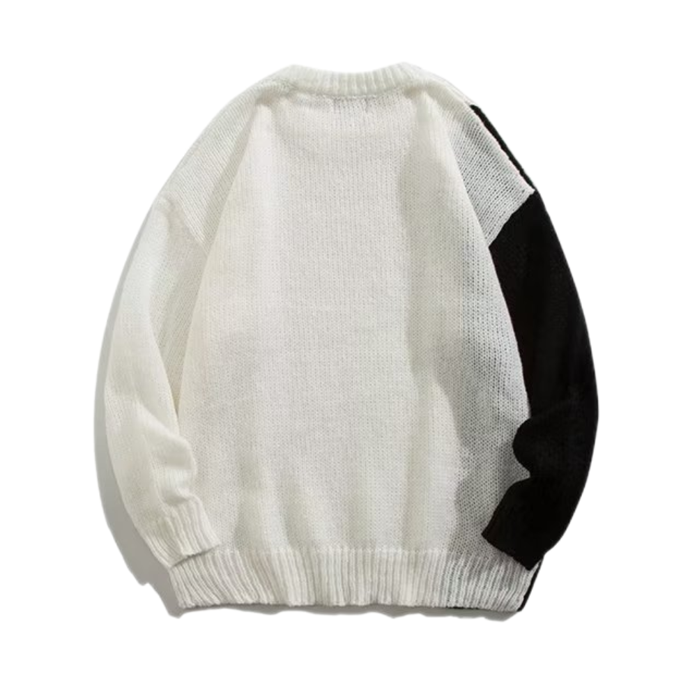 Loose Contrast Knit Sweater