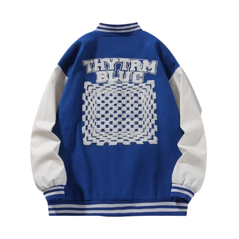 Letter Flocked Jacquard Varsity Jacket