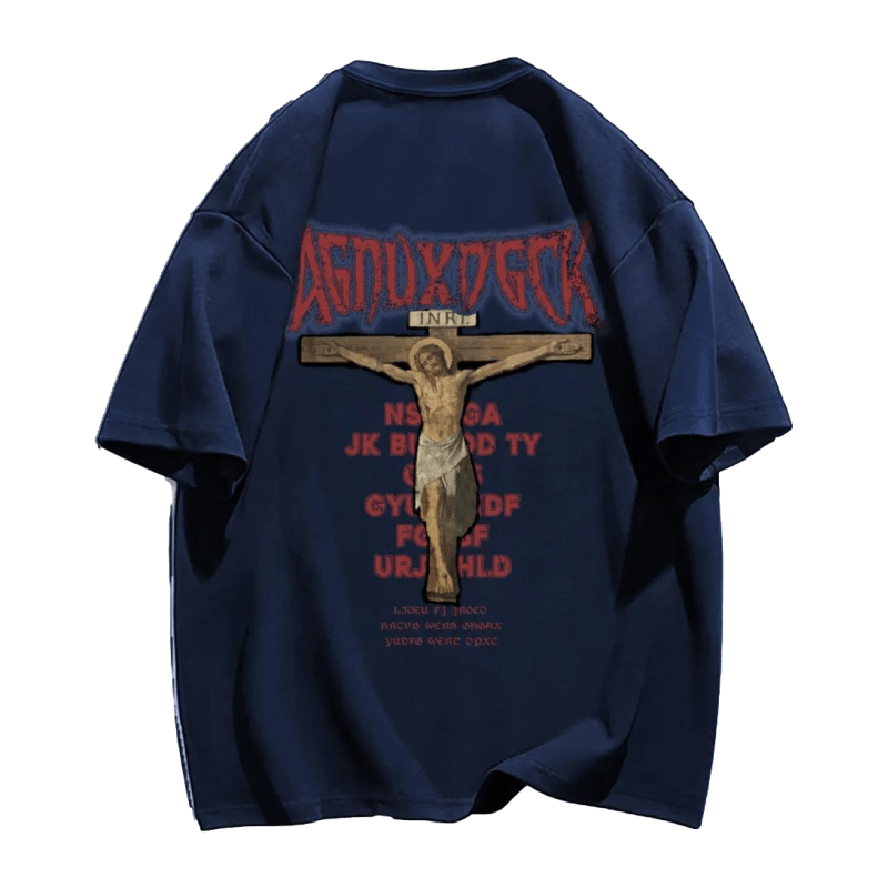 Vintage Bold Jesus Letter Graphic T-shirt