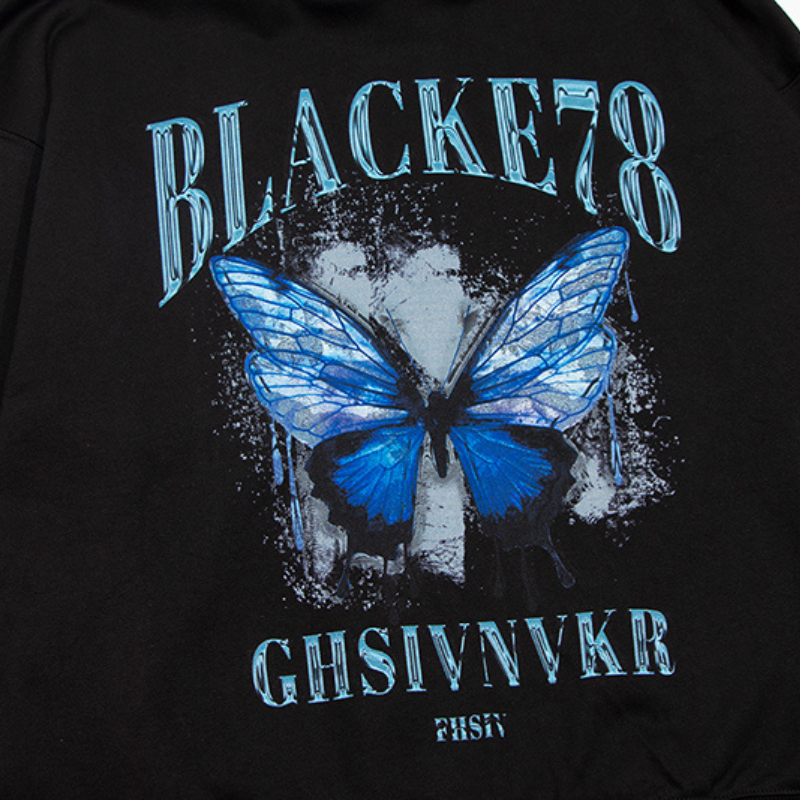High Street Dark Butterfly Print Hoodie
