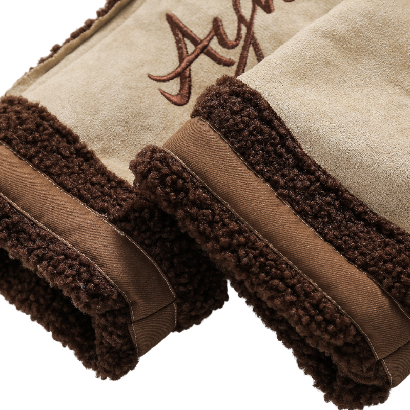 Vintage Suede Embroidery Lamb Plush Coat