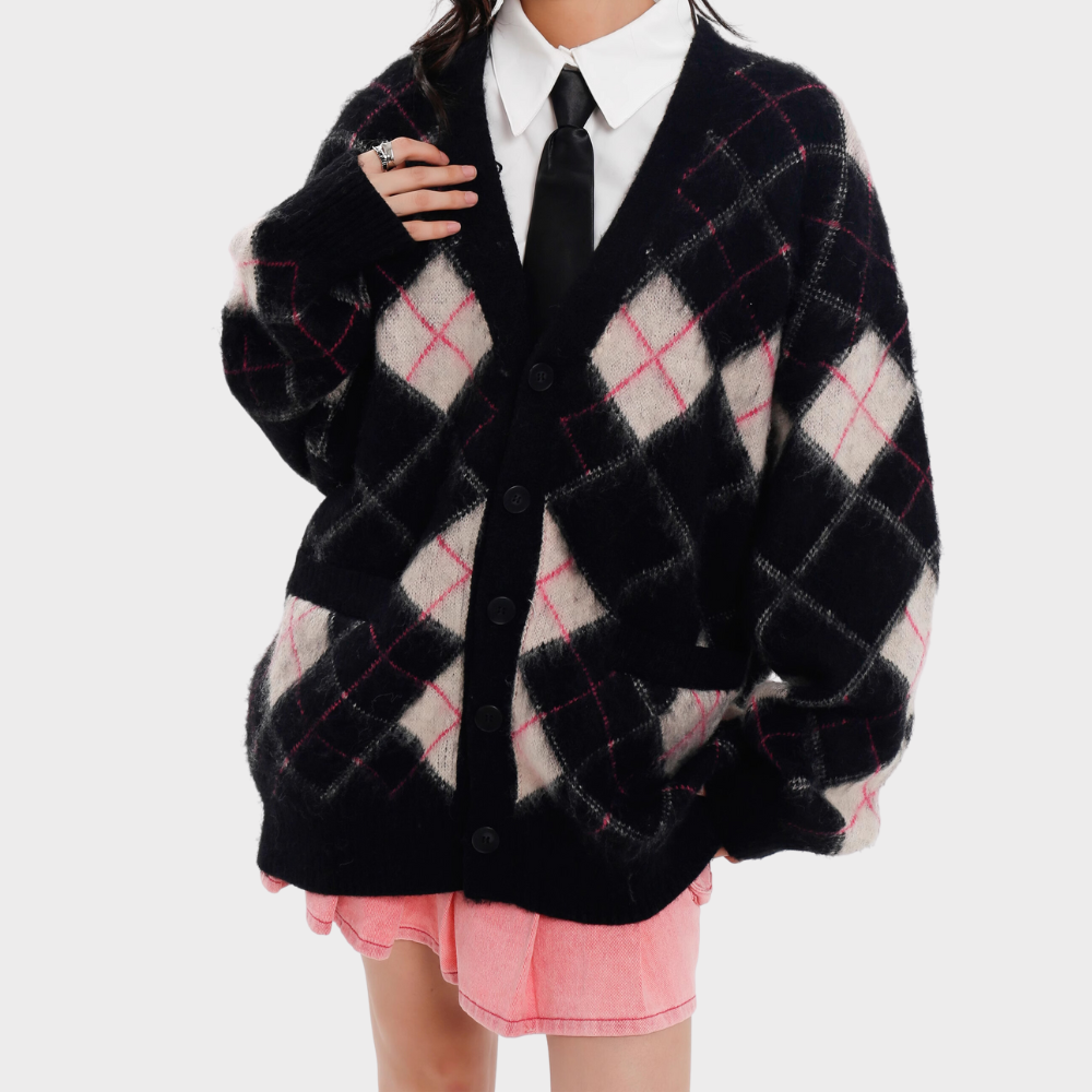 Women's Japanese Contrast Knitted Cardigan