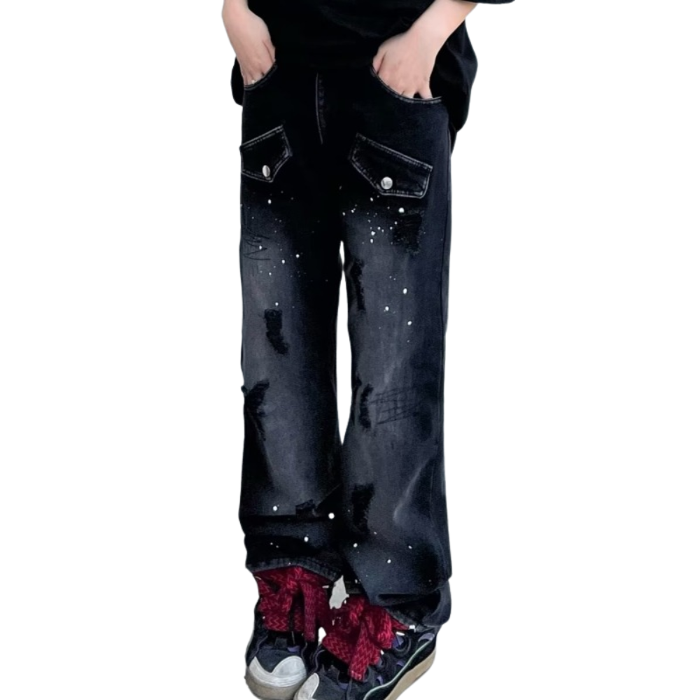 Vintage Wash Ripped Jeans