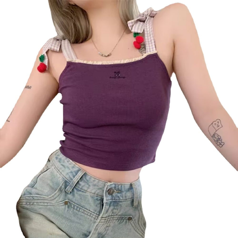 Women's Sweet Spice Cherry Solid Color Caim Top