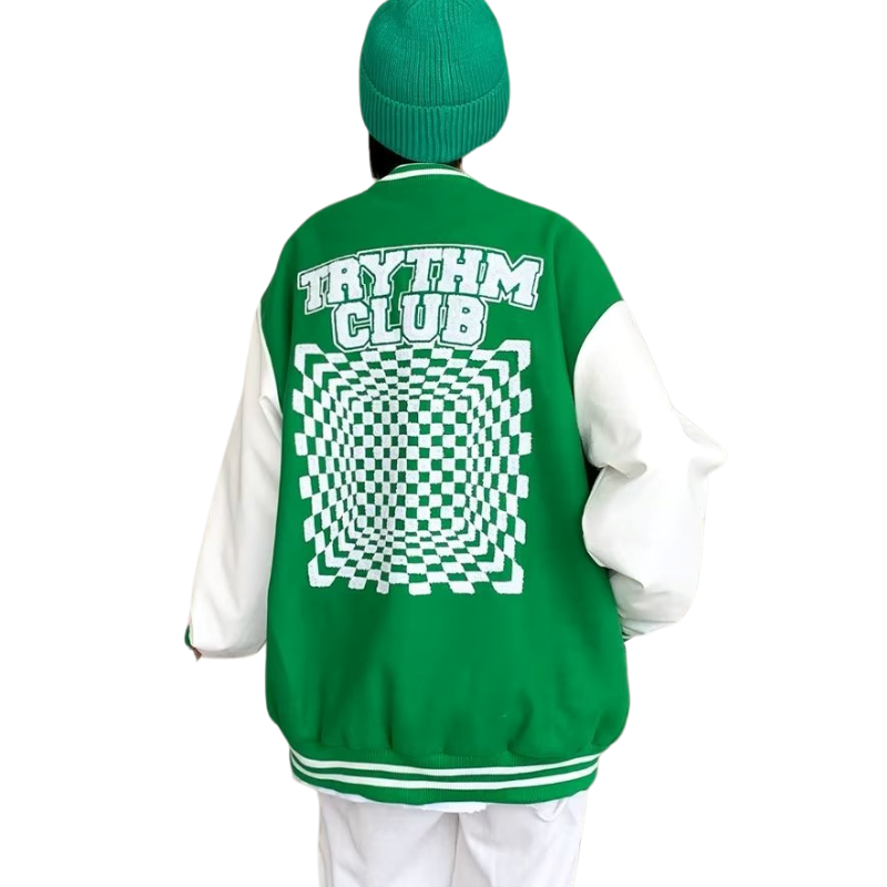 Letter Flocked Jacquard Varsity Jacket