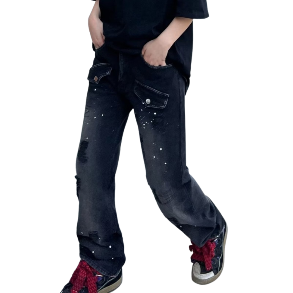 Vintage Wash Ripped Jeans