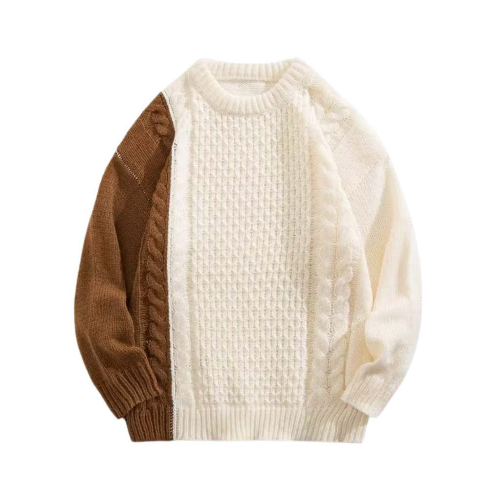 Loose Contrast Knit Sweater