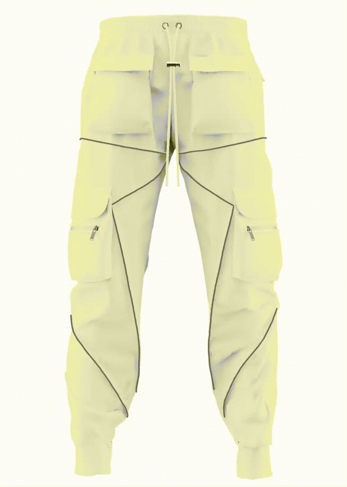 American Reflective Line Cargo Pants-White