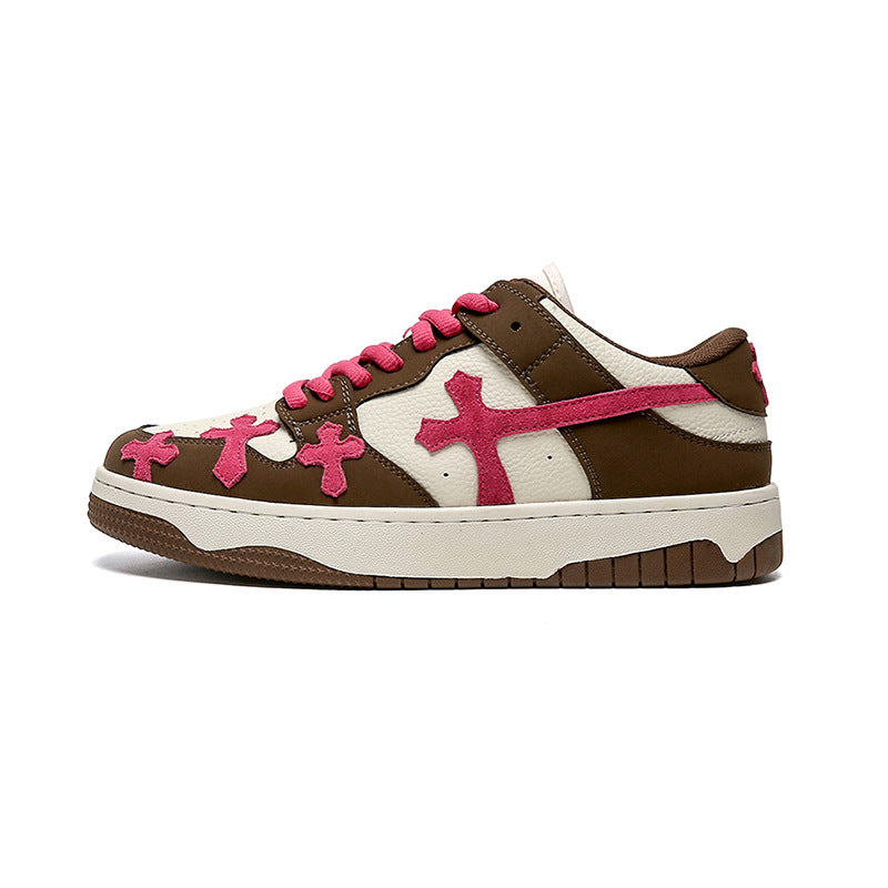 H-Block |Vintage High Street Cross Embroidery Casual Shoes