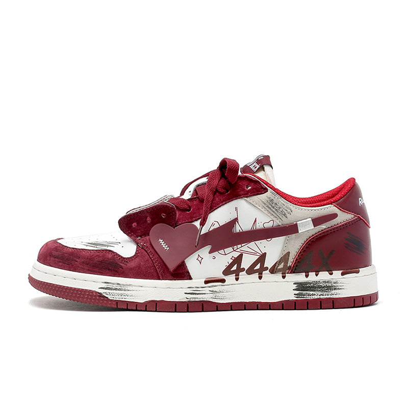 Street Canvas Patchwork Red Casual Sneakers