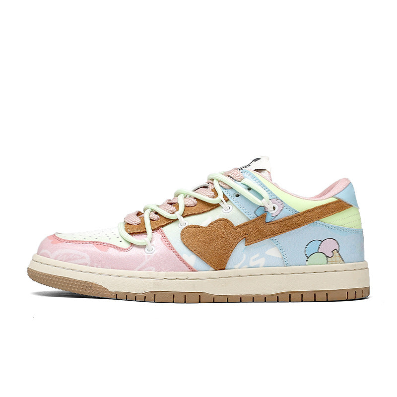 Urban Colorful Heart Embroidery Casual Sneakers
