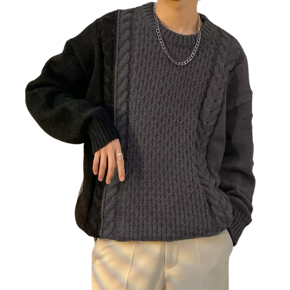 Loose Contrast Knit Sweater