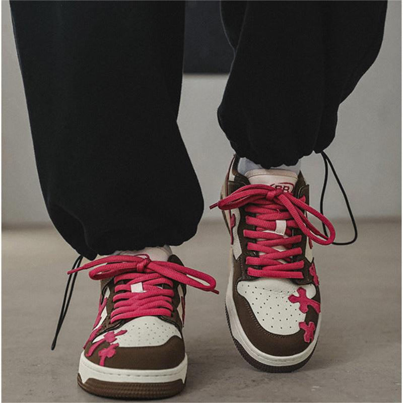 H-Block |Vintage High Street Cross Embroidery Casual Shoes