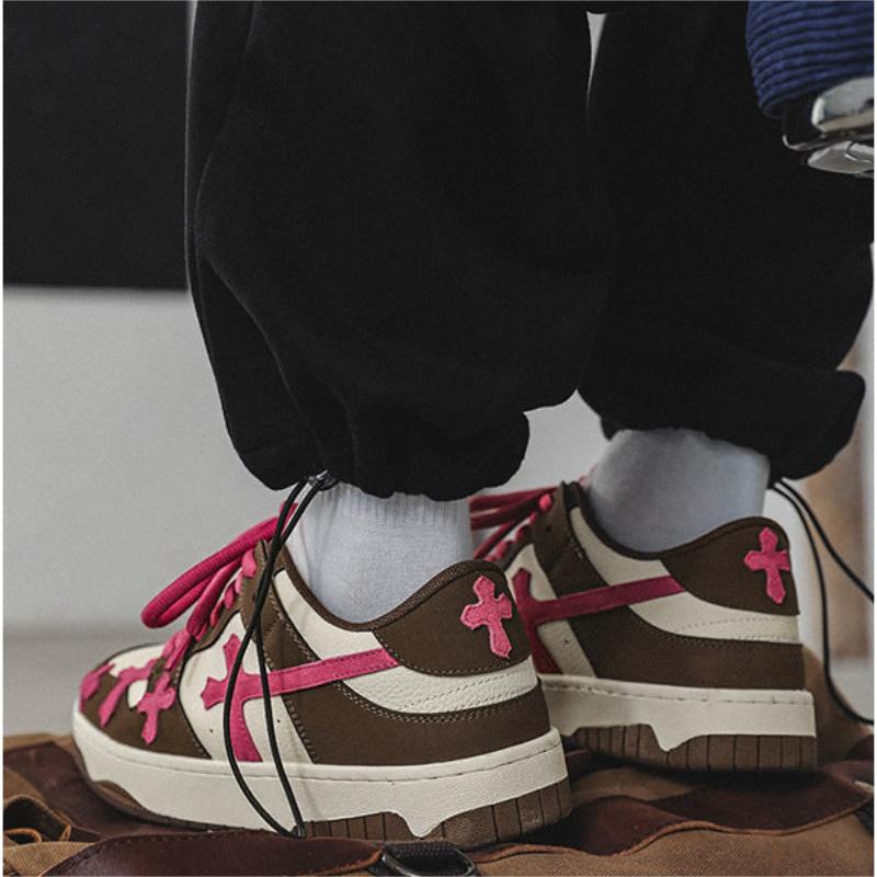 H-Block |Vintage High Street Cross Embroidery Casual Shoes