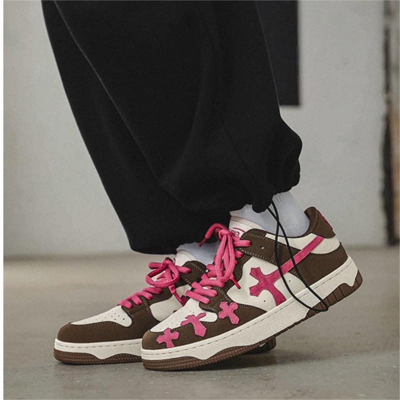 H-Block |Vintage High Street Cross Embroidery Casual Shoes